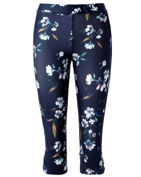 Legging court de sport imprimé fleurs marine