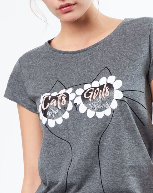 Haut de pyjama Diana à motif anthracite