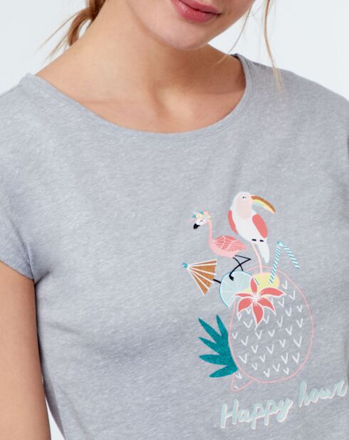 Haut de pyjama Tropic à motif gris