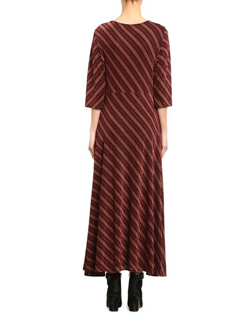 Robe rayée pailletée Elsa bordeaux/marron