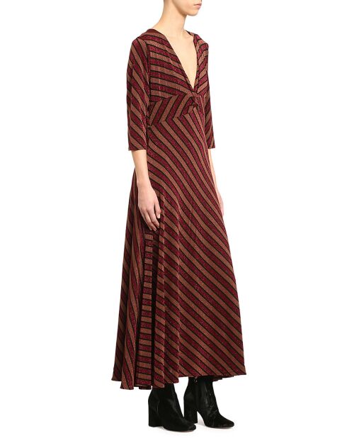 Robe rayée pailletée Elsa bordeaux/marron