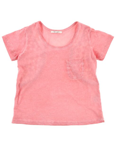 Gesticktes Toise-Baumwoll-T-Shirt auf der rosafarbenen Rückseite