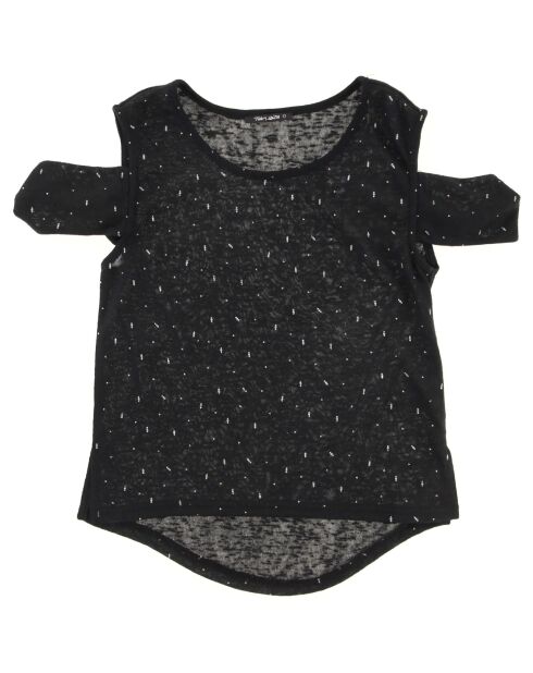 Tovina Schulterfreies Baumwoll-T-Shirt, schwarz