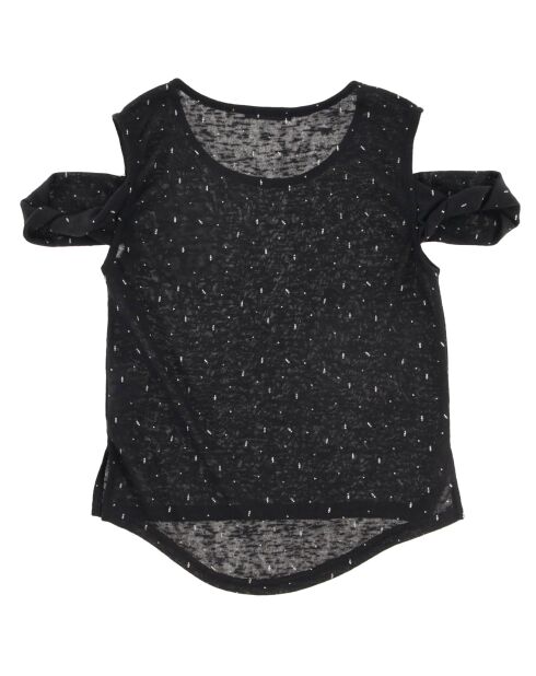 Tovina Schulterfreies Baumwoll-T-Shirt, schwarz