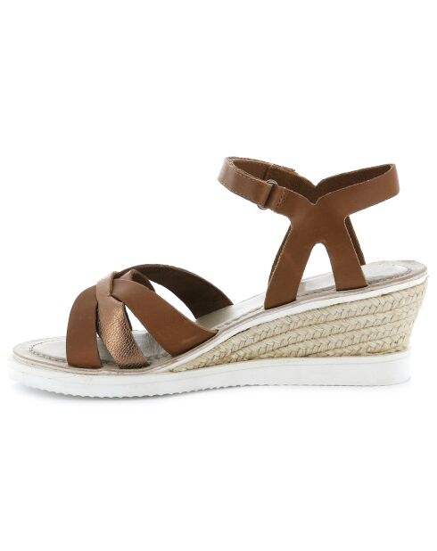 Braune Plumea-Ledersandalen mit Keilabsatz, 6 cm Absatz