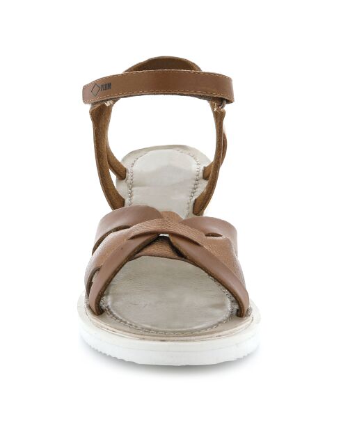 Braune Plumea-Ledersandalen mit Keilabsatz, 6 cm Absatz