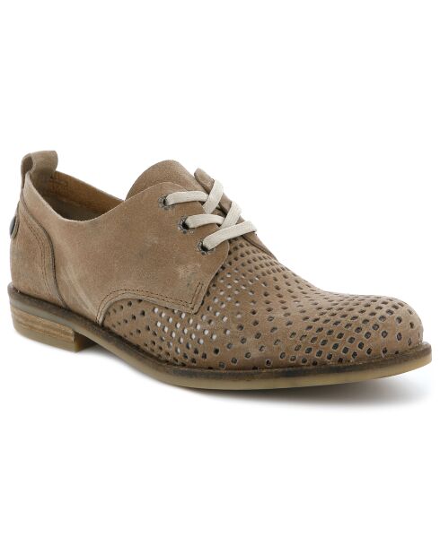 Derbies en Velours de cuir perforé Singa  taupe