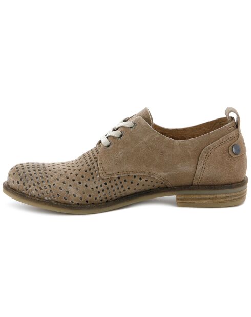 Derbies en Velours de cuir perforé Singa  taupe