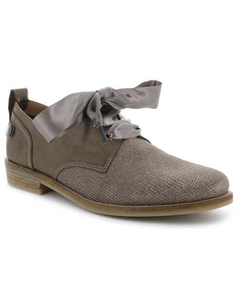 Derbies en Cuir mat & irisé façon reptile Singa marron taupe