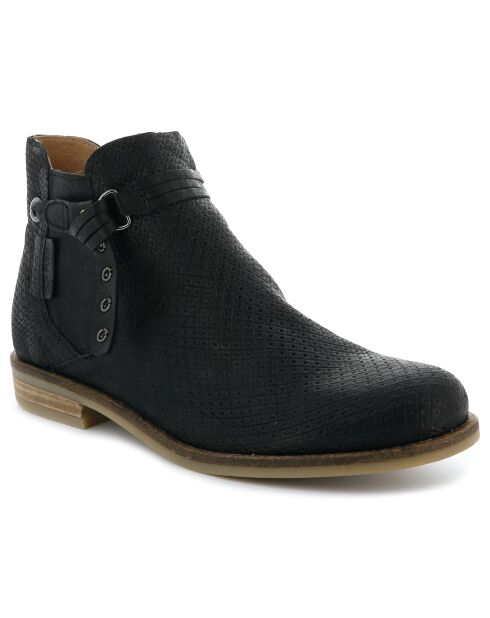 Schwarze Stiefeletten Stila aus strukturiertem Leder aus Bi-Material