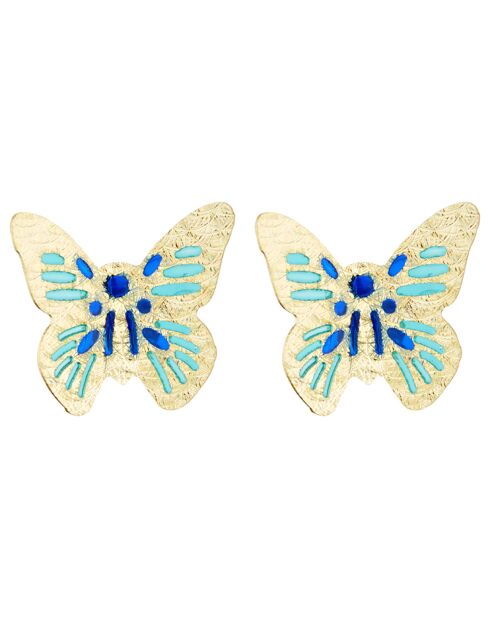 Boucles d'oreilles Papillon simple or jaune