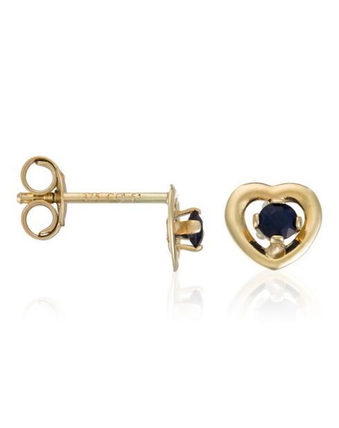 Preziosi orecchini con zaffiri a forma di cuore in oro giallo 0,07 ct