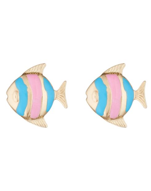 Boucles d'oreilles enfant Poisson heureux or jaune