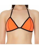 Haut de Maillot Triangle en Néoprène orange/noir
