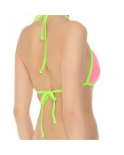 Haut de Maillot Triangle en Néoprène rose/vert fluo