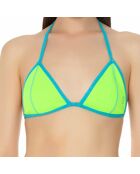 Haut de Maillot Triangle en Néoprène vert fluo/turquoise