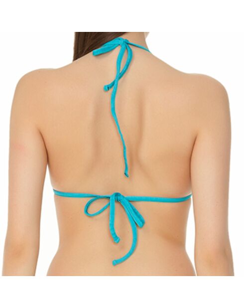 Top de bikini triangular de neopreno verde neón/turquesa