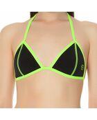 Haut de Maillot Triangle en Néoprène noir/vert fluo