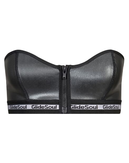 Bandeau-Bikinioberteil aus Neopren in Silberschwarz