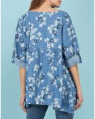 Tunique Suzon imprimé fleurs bleue