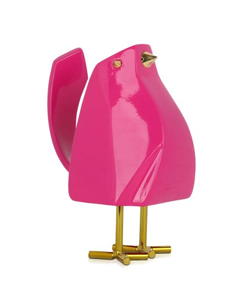 Sculpture pop art Oiseau magenta rose - 12x8x14 cm