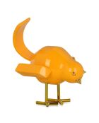 Sculpture pop art Oiseau jaune orangé - 14x11x14 cm