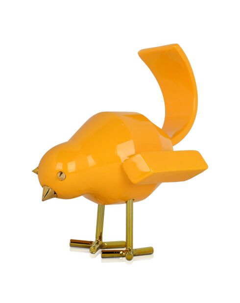 Sculpture pop art Oiseau jaune orangé - 14x11x14 cm