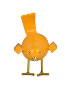 Sculpture pop art Oiseau jaune orangé - 14x11x14 cm