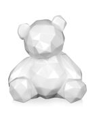 Sculpture moderne Petit ours facetté blanche - 20x18x16 cm