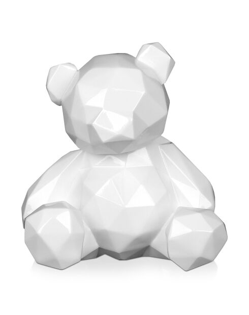 Sculpture moderne Petit ours facetté blanche - 20x18x16 cm