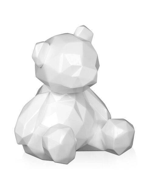 Sculpture moderne Petit ours facetté blanche - 20x18x16 cm