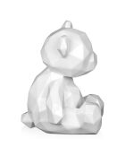 Sculpture moderne Petit ours facetté blanche - 20x18x16 cm