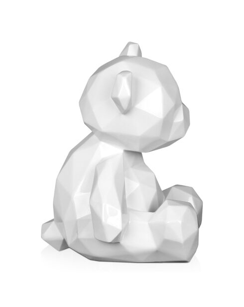 Sculpture moderne Petit ours facetté blanche - 20x18x16 cm