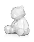 Sculpture moderne Petit ours facetté blanche - 20x18x16 cm