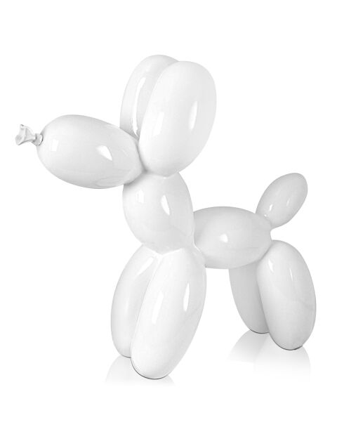 Petite sculpture petit chien ballon blanche - 26x27x9.5 cm