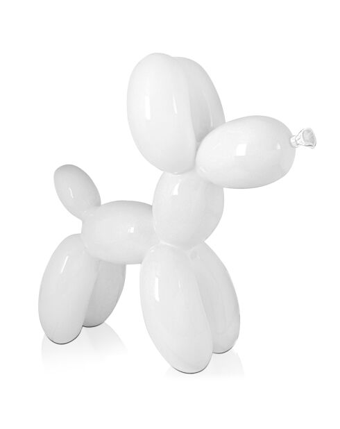 Petite sculpture petit chien ballon blanche - 26x27x9.5 cm