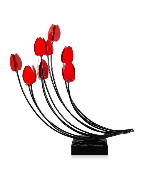 Sculpture en métal Coquelicots - 74x70x30 cm