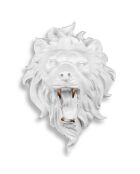 Sculpture figurative moderne Tête de Lion blanc/doré - 50x37x30 cm