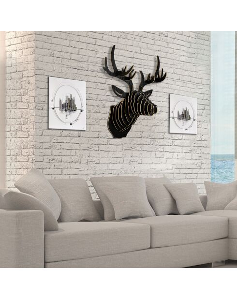 Puzzle mural 3D cerf noire - 64x49x35 cm