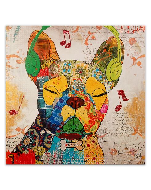 Tableau Chien multicolore - 80x80 cm