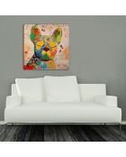 Tableau Chien multicolore - 80x80 cm