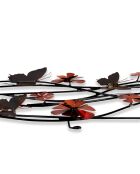 Sculpture murale Fleurs & papillons rouge - 48x132 cm