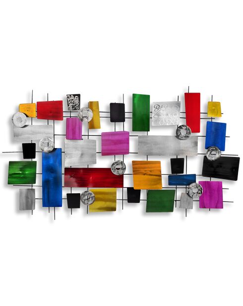 Sculpture murale Composition Abstraict multicolore - 67x122 cm