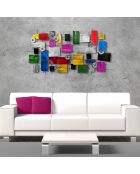 Sculpture murale Composition Abstraict multicolore - 67x122 cm