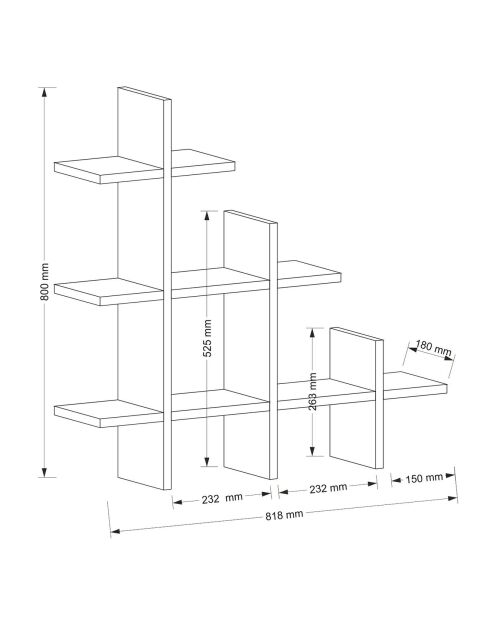 Etagère Pretino noyer - 81x80x18 cm