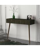 Console 1 tiroir Remondi noyer/vert foncé - 120x89x35 cm