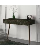 Console 1 tiroir Remondi noyer/vert foncé - 120x89x35 cm