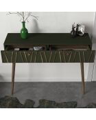 Console 1 tiroir Remondi noyer/vert foncé - 120x89x35 cm