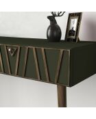 Console 1 tiroir Remondi noyer/vert foncé - 120x89x35 cm