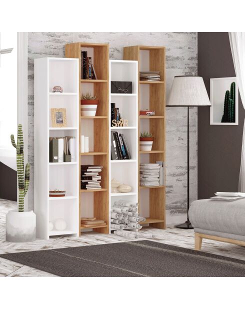 Bibliothèque Milazzi chêne/blanc - 134x25x180 cm